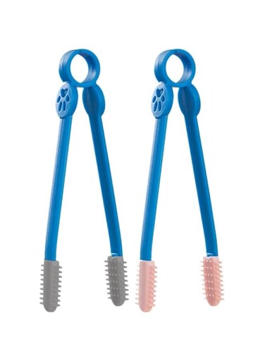 2pcs Dog Eye Combs Pet Tear Stain Remover Combs Cat Tear Brush Eye Cleaning Comb Grooming Comb for Puppy Kitten Pets（pink grey）