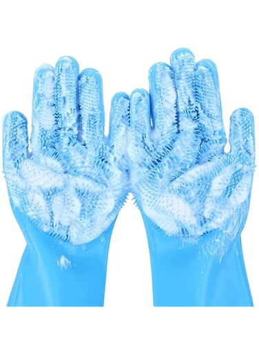 Pet Grooming Bathe Gloves,Heat Resistant Bathing Gloves with High-Density brush heads, Silicone Bathing Gloves with Enhanced Five Finger Design for Dog Cat Washing,Bathing, and Massaging