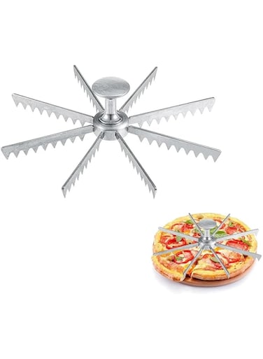 THE WHITE SHOP Winco 10-Cut Aluminum Pie and Cake Marker Cake Portion Marker, Piece Pie Cutters Cake Divider Cheesecake Cutter with Handle for Pastry Baking(6CUT)