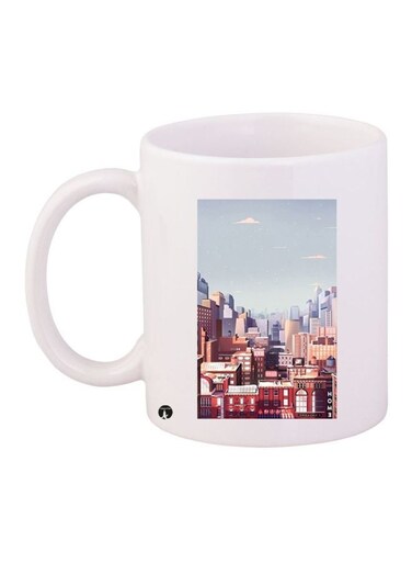 City Printed Coffee Mug White/Red/Blue 11ounce
