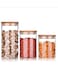 Glass Jar Airtight 3pc Set 450,750,1000 ML Canister with Bamboo Lid Kitchen Containers