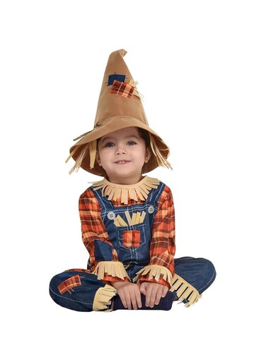 Party City Tiny Scarecrow Halloween Costume for Babies, Includes Jumpsuit and Hat