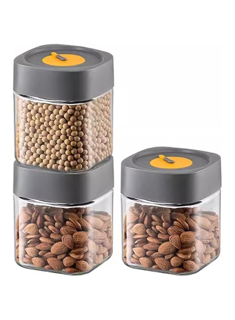 NALACAL 750ML Airtight Glass Storage Containers, 3 Pack Storage Containers with Threaded port and Recordable storage time Lid, Kitchen Organization and Storage