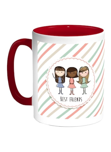 Best Friends Printed Coffee Mug Red/White/Green 11ounce