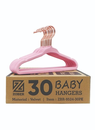 Non Slip Rose Gold Hook Baby Velvet Hangers for Closet Toddler Hangers for Shirts, Pants &amp; Dresses Swivel Hook - Durable Infant Hangers w/Notches (30 PACK, Blush Pink)