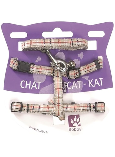 Bobby Cat Pack Harness Plus Leash Kilt, Beige