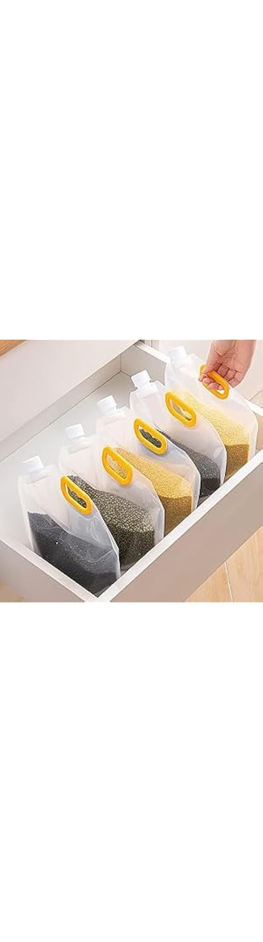 ALMEKAQUZ 5 Pcs Cereal Storage Bag,2.2mm&quot; Large Caliber Each for5L, BPA Free Dispenser Plastic Cereal Containers with Lids Grain Moisture-Proof Sealed for Outdoors Hiking Emergency Water