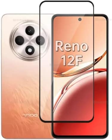 For Oppo Reno12 F Screen Protector, Full Curved Tempered Glass [Full Adhesive][Full Coverage] [Bubble-Free] [Anti Scratch] HD Clear High Responsive for Oppo Reno12F Black