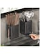 2 Multifunctional Knife Holder&ndash;Utensil Storage Stand with Draining Tray Wall-Mounted Freestanding Cutlery Rack Organizer Thickened ABS Material for Kitchen (Black, 8.5x6.6x12.5 CM)