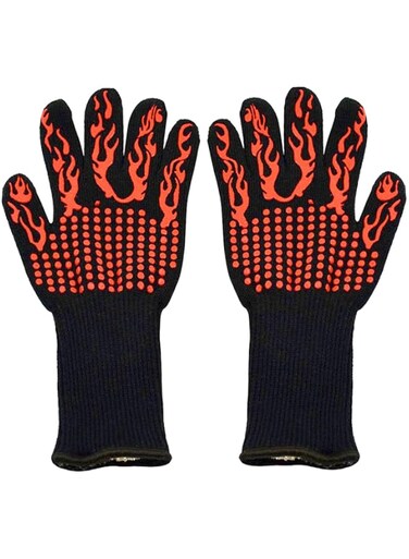 Beckool Heat Resistant Oven Gloves, BBQ Accessories with 932 Heat Resistance for Cooking, Grilling, Baking