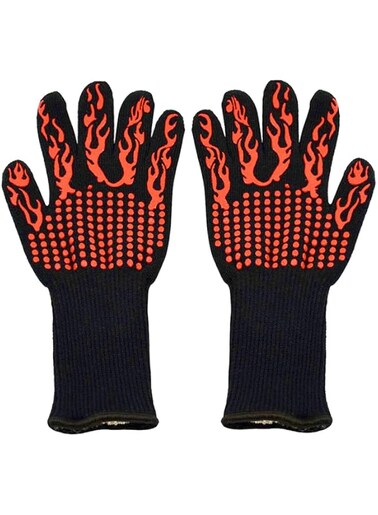 Beckool Heat Resistant Oven Gloves, BBQ Accessories with 932 Heat Resistance for Cooking, Grilling, Baking