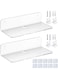 WeeGoo 2 Pcs Acrylic Floating Wall Shelf Self Adhesive 9 Inch No Drill Shelves Small, Stick on Shelves Damage Free Expand Wall Space, Clear Small Wall Shelf with Cable Clips and Stick on