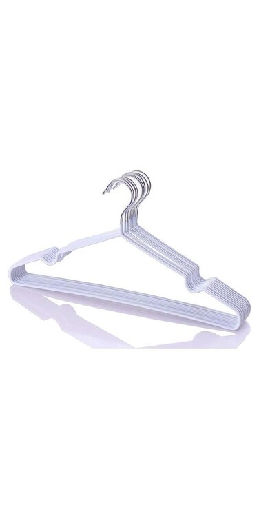 Metal Hangers For Shirt, Coat, Trousers Strong, Anti Slip &amp; Space Saving Rubber Coated, Pack Of 10 White 40cm