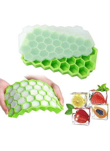 SKEIDO Honeycomb Shape Ice Cube Maker Food Grade Silicone Ice Mold Tray Freeze Ice Maker Mold Kitchen Summer Tool - Green