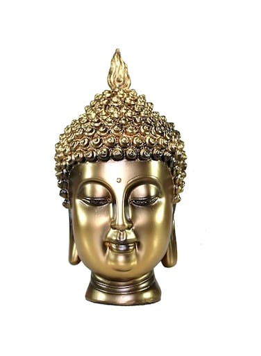 Esplanade Buddha Head Show Piece for Home Decor   Antique Buddha Face Statue for Room Decor   Office Table Decorative Item   Resin Gautam Buddha Idol   Golden, 9 Inch