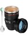 Excefore Camera Lens Coffee Mug,Travel Coffee Cup,Stainless Steel Lens Mug Thermos Camera Lens Mug with Lid and Spoon,Cool Gifts for Photographers Men and Women