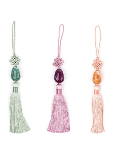 3PCS, Korean Traditional Knot (Maedeup), Home Decor Wall Hangings, Bag Accessory, Home Decoration Items for Living Room, Decorative items for home, Handmade, Norigae (Oval bead)