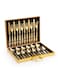 24-Piece Stainless Steel Cutlery Set Kitchen Utensil Set Western Cutlery With Textured Surface Suitable For Home Kitchen Restaurant Hotel Party Dining Picnic Dining Exquisite Packaging For Gift Giving Gold