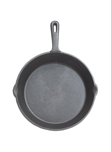 Kitchencraft Round Deluxe Cast Iron 24 Cm Grill Pan, Black