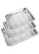 TOMVAES 3PCsAluminum Baking Sheet with Stainless Steel Cooling Rack Set &ndash; Durable Rimmed Sides, Easy Clean, Commercial Quality for Cooking and Roasting