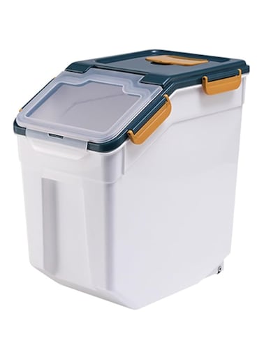 Rice Storage Container, Large Food Storage Bins with Lid, BPA Free Moisture Insect Cereal Dry Food Storage Box with Measuring Cup (Blue, 15kg)