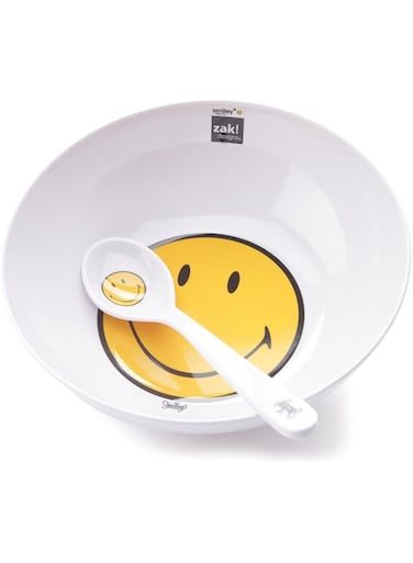 Zak Designs Smiley Decorated Line Breakfasr Set White