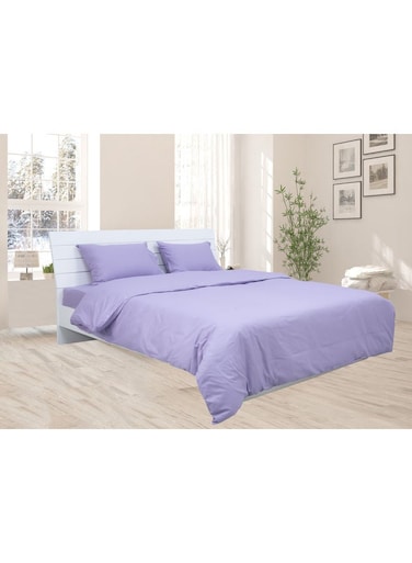 3-Piece Duvet Covers With Pillowcases Set cotton_blend Lilac 160 x 220cm