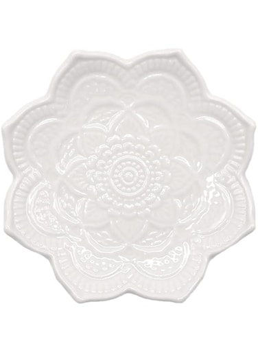 Oasisgalore Ceramic jewelry dish, jewelry tray key tray,small ring dish holder Jewelry Plate trinket tray catchall tray nightstand decor for table room decor SM (4 Inches, White-S)