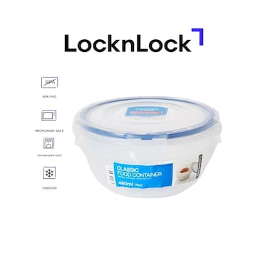 LocknLock 480ml Round Airtight Food Container &ndash; BPA-Free, Microwave, Freezer, and Dishwasher Safe