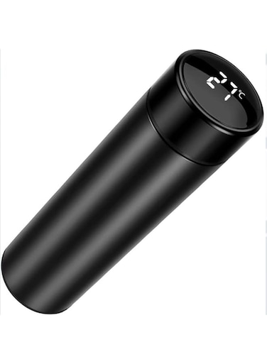 Stainless Steel Thermos, Water Bottle with Smart Temperature Display, Double Wall Insulated Coffee Thermos, BPA-Free, No Smell and Perspiration (Black)