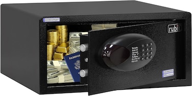 Rubik Hotel Safe Box, Digital Locker, Laptop Size Wide and Low Profile Steel Security Safe with Keys RB-CY200 (Size 42x20x37cm) Black
