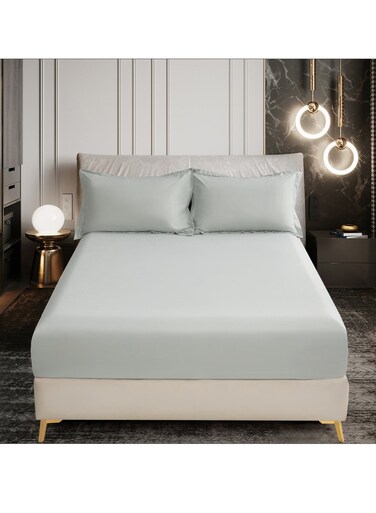 Bedding Fitted Sheet 3-Pcs Super King Size Solid Bed Sheet Set Fits(200x200CM) With Pillowcases And 35 CM Extra Deep Brushed Microfiber Bed Sheet,Ansonia