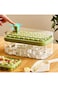 Double-layer 64-grid ice tray with press-to-release design and included ice shovel for convenience