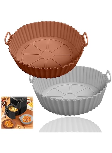 Duomama 2-Pack Air Fryer Silicone Pot Liners - Non-Stick, Food Safe, and Reusable Accessories for 3QT-5QT Air Fryers - Replace Flammable Parchment Paper with Ease