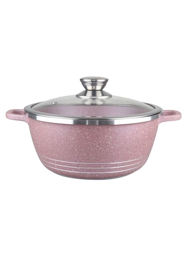 Non Stick Ceramic Coated Cooking Pot With Glass Lid Purple 20cm