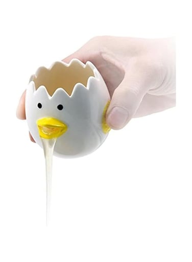 Cute Egg Separator, Ceramics Vomiting Chicken Egg Yolk White Separator, Practical Household Small Egg Filter Splitter, Kitchen Gadget Baking Assistant Tool, Dishwasher Safe (Yellow)