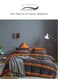Home Queen Size 6-Piece: 1 Duvet cover (200*230cm), 1 Flat sheet (230*250cm), 4 Pillow covers (50*75cm). Set A dark grey and orange striped Bedding set.