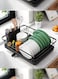 Dish Drying Rack- Space-Saving Dish Rack Dish Racks for Kitchen Counter Stainless Steel Kitchen Drying Rack with a Cutlery Holder Black