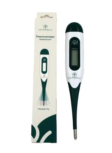 مقياس حرارة رقمي من فيتنورديك، طرف مرن، سريع القياس خلال 10 ثوانٍ، مقاوم للماء، شاشة LCD، أبيض/أخضر، قطعة واحدة من ڤارماسي