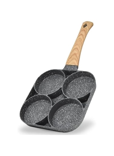 ECARES&reg; Non-Stick Egg Frying Pan, Four-Cup Medical Stone Egg Pan, Ergonomic Egg Frying Pan, Granite Egg Cooker Pan, Pancake Maker, Suitable Gas Stoves &amp; Induction Cooktops, 100% PFOS &amp; PFOA-Free,Black