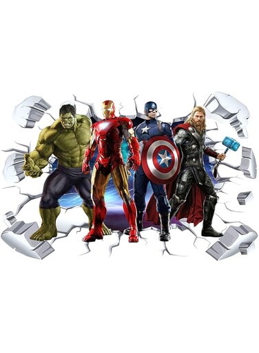 NALACAL Superhero Wall Sticker Detachable PVC Material 3D Cartoon Wall Sticker for Kids Room Bedroom Wall Decor, 16 inches x 24 inches