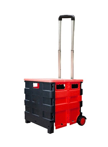 Wheeled Folding Shopping Bag Cart Red/Black 14 x 44 x 3.56cm