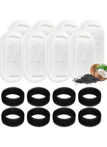 Doeek 8+8Pcs Cat Water Fountain Filters, Triple Filtration System Pet Cat Fountain Filter Replacement for Doeek 3.2L/108oz Automatic Cat Fountain (3.2L Filters)