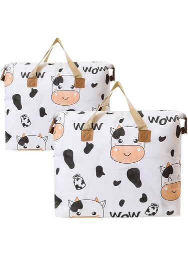 Azonee Large Storage Bags, 2PCS Large Capacity Storage Bag with Handle, Under Bed Storage, Foldable Storage Bag for Quilt Blanket Suitcase Comforters Furniture Cover, Small and Medium