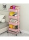 Rolling Utility Cart 4-Tier Kitchen Metal Trolley Movable Storage Cart with Lockable Wheel and Handle Multifunction Heavy Duty Organizer