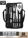 9-Piece Stainless Steel BBQ Grill Tool Set with Carry Bag   Portable Outdoor Barbecue Accessories Kit for Camping, Picnic, and Home Cooking