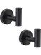 QNIIAED 2 Pcs Bathroom Towel Hook,Screw in Metal Coat Hook Matte Black Robe Hook SUS 304 Stainless Steel Heavy Duty Door Hanger Towel Robe Clothes Closet Sponges Hook for Bathroom Hotel (black)