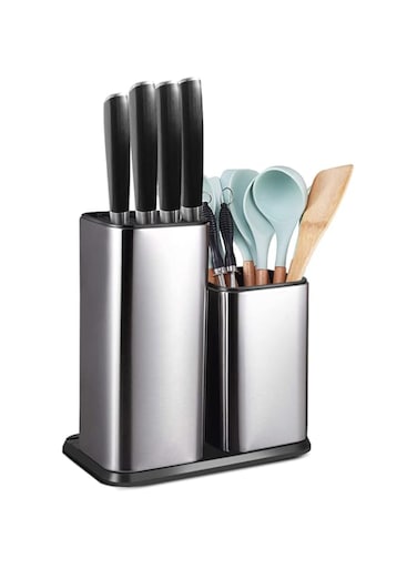 Exrp Universal Knife Block Without Knives,Modern Utensil Holder for Countertop,Stainless Steel Knife Holder for Kitchen Counter,Edge-Protecting Knife Storage,Multi-function Knife Organizer