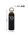 Insulated Water Bottle 750ML Leak Proof Thermos Water Bottle with Bamboo Lid and silicon Ring Reusable Insulated Stainless Steel Water Bottle, 25oz (Mate Black)