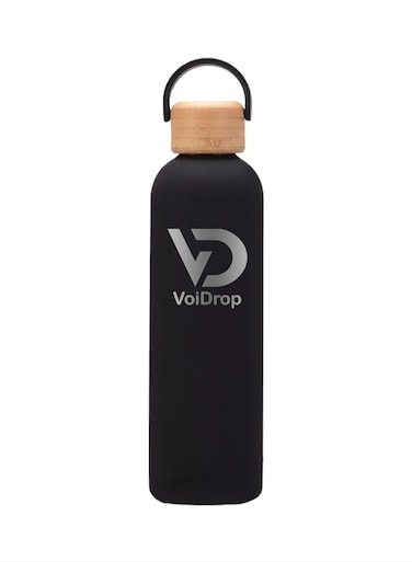 Insulated Water Bottle 750ML Leak Proof Thermos Water Bottle with Bamboo Lid and silicon Ring Reusable Insulated Stainless Steel Water Bottle, 25oz (Mate Black)
